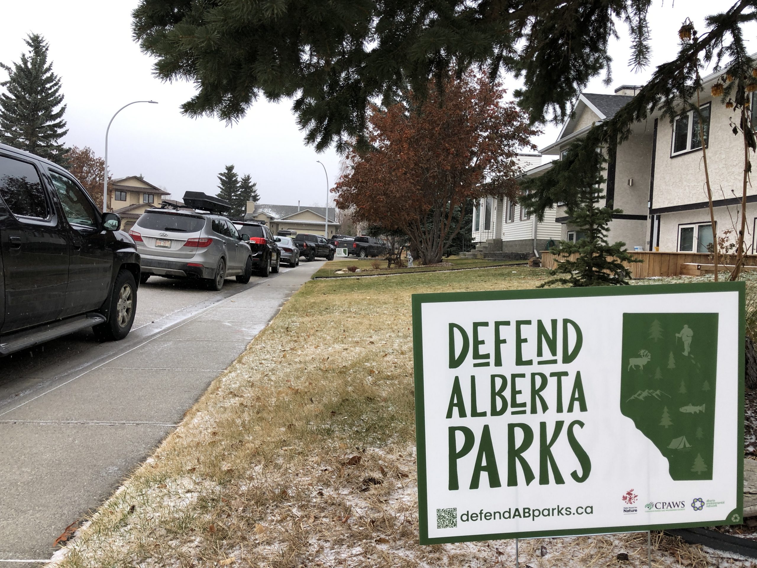 Defend Alberta Parks lawn sign