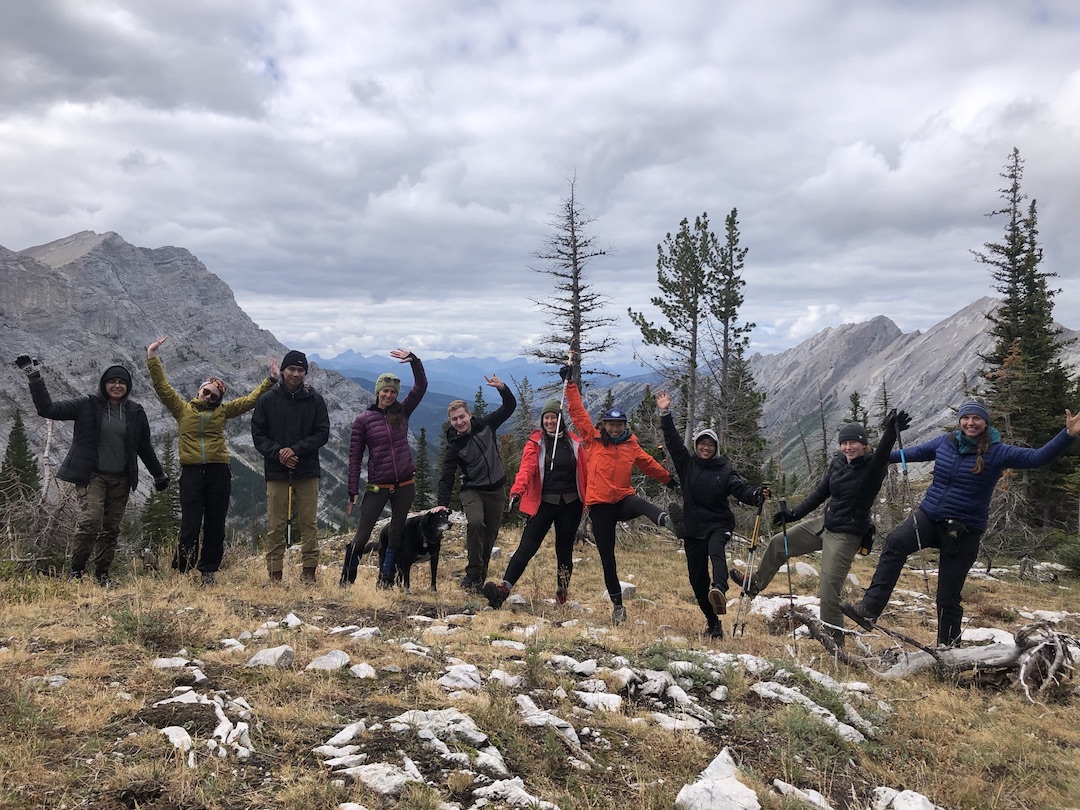 Group of CWSP participants hiking in mountains